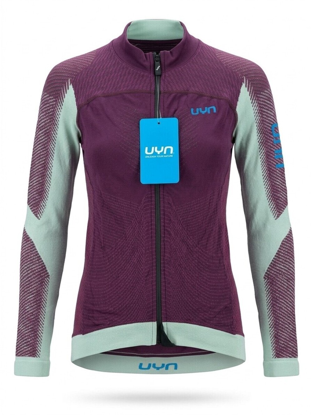 UYN Lady Biking Garda XXS Long Sleeve Cycling Jersey Womens Plum Green Full Zip